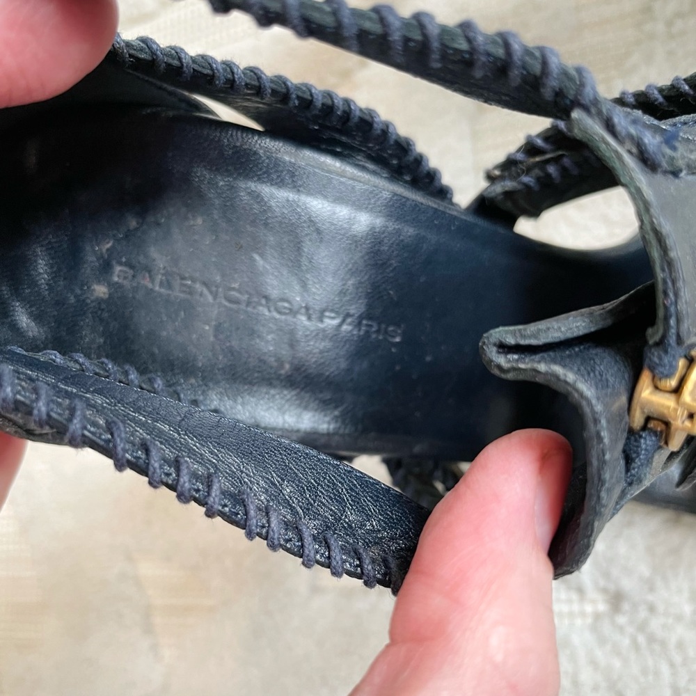 AUTHENTIC Balenciaga Black Bondage Leather High Heels - Picture 6 of 14